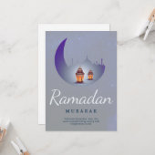 Ramadan Mubarak Halbmond Laterne Kunst Karte (Vorderseite/Rückseite Beispiel)