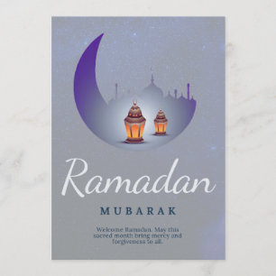 Ramadan Mubarak Halbmond Laterne Kunst Karte