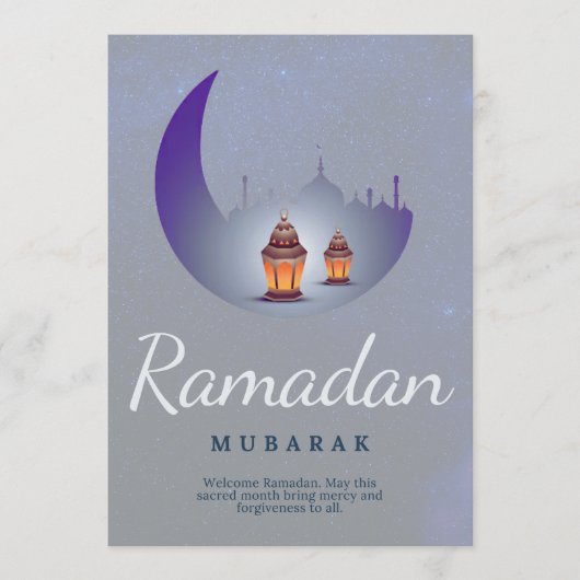 Ramadan Mubarak Halbmond Laterne Kunst Karte (Vorderseite)