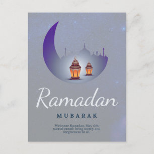 Ramadan Mubarak Halbmond Laterne Kunst Postkarte