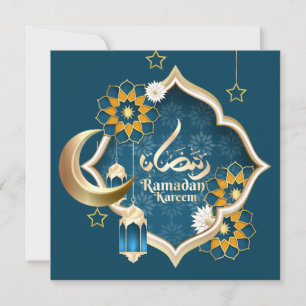 Ramadan Mubarak Islamic Lantern Crescent Star Blue Feiertagskarte