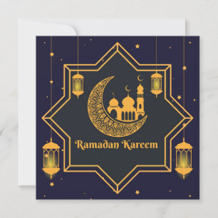 Ramadan Mubarak Islamic Lantern Star Crescent Blue Feiertagskarte