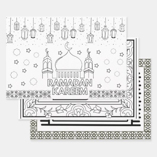 Ramadan Mubarak Jumbo-Farbseiten Geschenkpapier Set (Set)