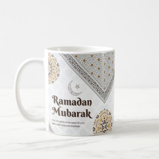 Ramadan Mubarak Mandala Crescent Art Kaffeetasse (Links)