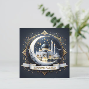 Ramadan Mubarak Muslim Golden Navy Blau Moschee Feiertagskarte