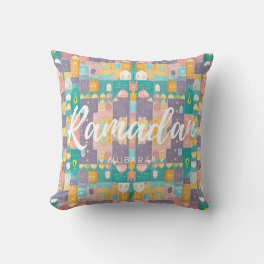 Ramadan Mubarak Pastel Colors Cushion Kissen (Vorderseite)