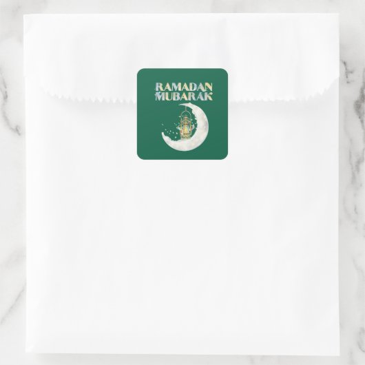 Ramadan Mubarak Quadratischer Aufkleber (Tasche)