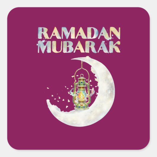 Ramadan Mubarak Quadratischer Aufkleber (Vorderseite)