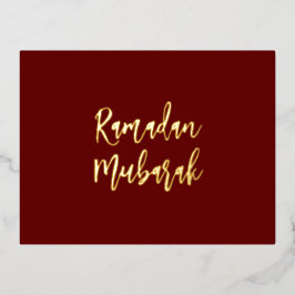 Ramadan Mubarak Ramadan Kareem Dark Red Gold Folien Feiertagspostkarte