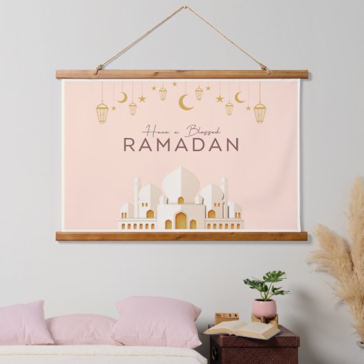 Ramadan Mubarak | Ramadan Kareem Wandteppich Mit Holzrahmen (Schlafzimmer)