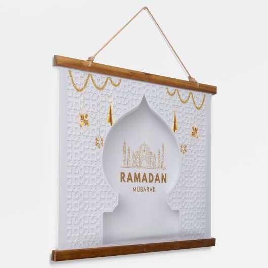 Ramadan Mubarak | Ramadan Kareem Wandteppich Mit Holzrahmen (Gewinkelt)