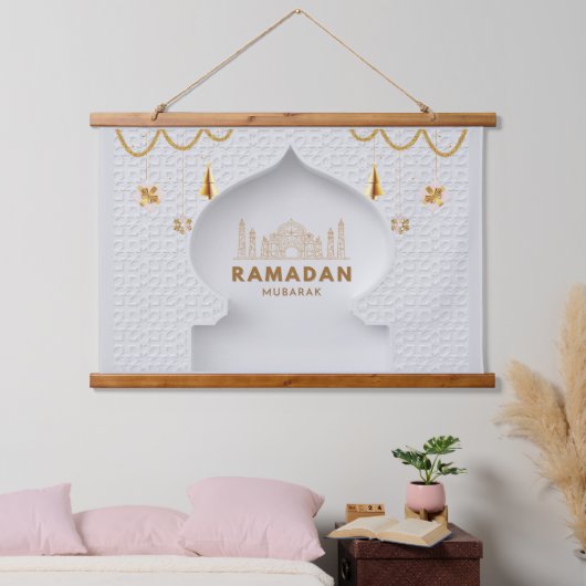 Ramadan Mubarak | Ramadan Kareem Wandteppich Mit Holzrahmen (Schlafzimmer)