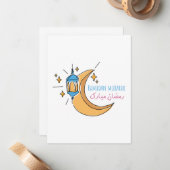 Ramadan Mubarak, Ramadan Mubarak Line Art Mitteilungskarte (Vorderseite/Rückseite Beispiel)