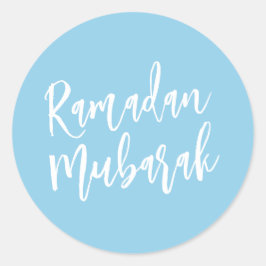 Ramadan Mubarak Simple Baby Blue Minimalistisch Runder Aufkleber