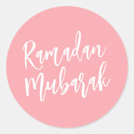 Ramadan Mubarak Simple Baby Pink Minimalistisch Runder Aufkleber