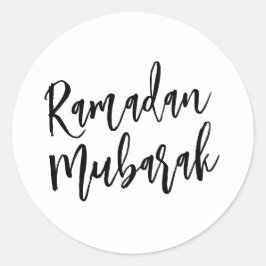 Ramadan Mubarak Simple Black Schriftart Minimalist Runder Aufkleber