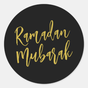 Ramadan Mubarak Simple Gold Minimalistisch Black Runder Aufkleber