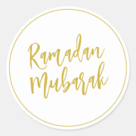 Ramadan Mubarak Simple Minimalistisch Gold Runder Aufkleber