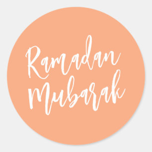Ramadan Mubarak Simple Peach Minimalistisch Runder Aufkleber
