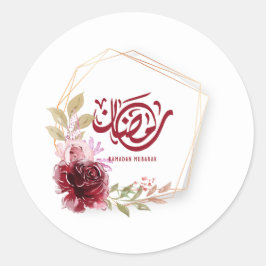 Ramadan Mubarak Watercolor Floral Runder Aufkleber