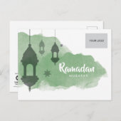 Ramadanunternehmenspostkarte - Grün Ankündigungspostkarte (Vorne/Hinten)