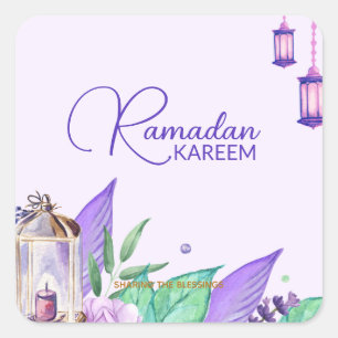 Ramazan Ramadan Kareem Wasserfarbe Quadratischer Aufkleber