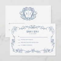 Rambling Rose Blue Vintage Hochzeits-Einladung,