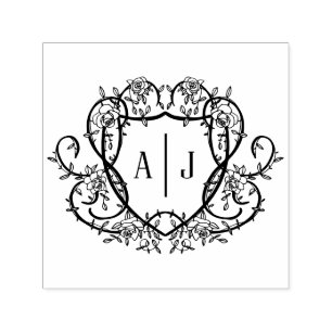 Rambling Rose Monogramm-Wappen Englischer Garten Permastempel