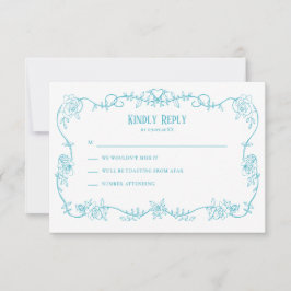 Rambling Rose Robin's Egg Blau Hochzeitseinladung, RSVP Karte