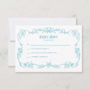 Rambling Rose Robin's Egg Blau Hochzeitseinladung, RSVP Karte