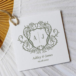 Rambling Rose Sage Monogramm-Wappen-Hochzeit Geschenkanhänger