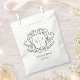 Rambling Rose Sage Monogramm-Wappen-Hochzeit Geschenktütchen
