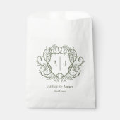 Rambling Rose Sage Monogramm-Wappen-Hochzeit Geschenktütchen (Vorderseite)