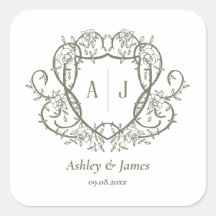 Rambling Rose Sage Monogramm-Wappen-Hochzeit