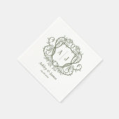 Rambling Rose Sage Monogramm-Wappen-Hochzeit Serviette (Ecke)