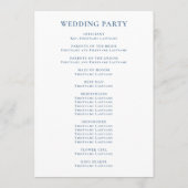 Rambling Rose Steel Blue Crest Monogramm Hochzeit Programm (Rückseite)