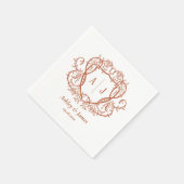 Rambling Rose Terrakotta-Monogramm-Wappen Hochzeit Serviette (Ecke)