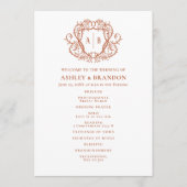 Rambling Rose Terrakotta-Wappen-Monogramm-Hochzeit Programm (Vorderseite)