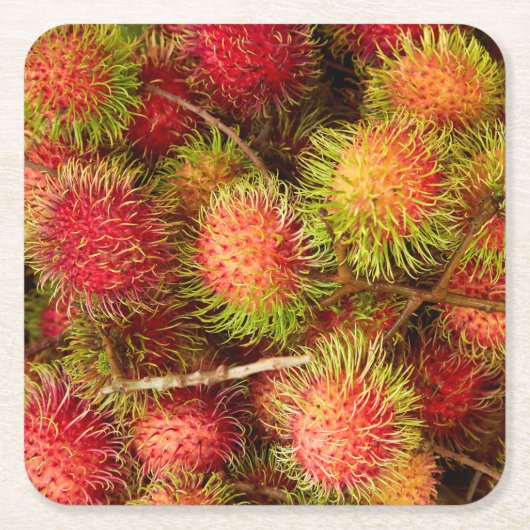 Rambutan Fruit auf dem Markt von Can Duoc Rechteckiger Pappuntersetzer (Vorderseite)