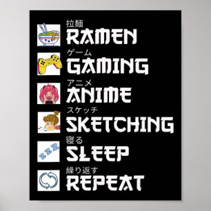 Ramen Anime Gaming Wiederholung Otaku Anime Manga Poster