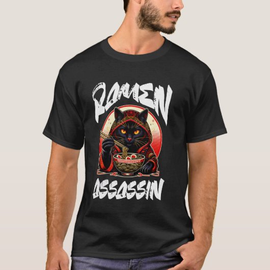 Ramen Assassin Black Cat Funny Japanisch Ramen Noo T-Shirt (Vorderseite)
