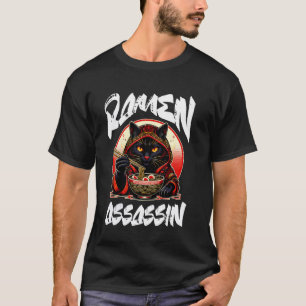 Ramen Attentäter schwarze Katze lustige japanische T-Shirt