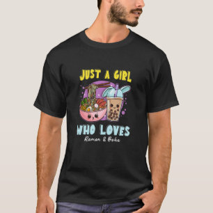 Ramen Boba Bubble Tea Kawaii Anime Girl T-Shirt