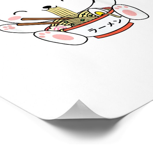 Ramen Bunny Bowl für Kawaii Ramen Noodle Soup Lieb Poster (Ecke)