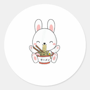 Ramen Bunny Bowl für Kawaii Ramen Noodle Soup Lieb Runder Aufkleber