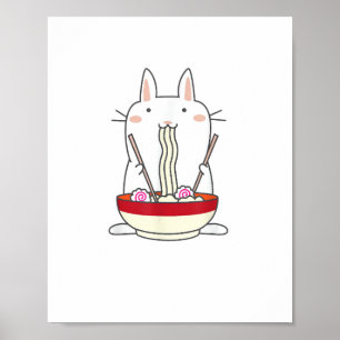 Ramen Bunny Japanese Noodles Kawaii Rabbit T-Shirt Poster