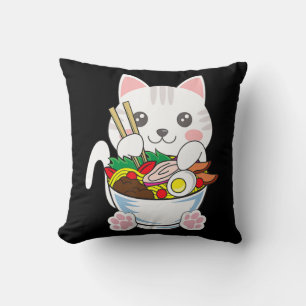 Ramen Cat Anime Bowl Kawaii Neko japanischer Leben Kissen