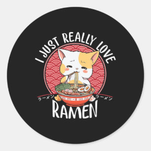 Ramen Cat Anime Kawaii Japanisches Geschenk Girls  Runder Aufkleber