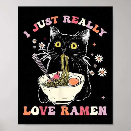 Ramen Cat Anime Kawaii Kleidung Otaku Kleidung Man Poster (Vorne)
