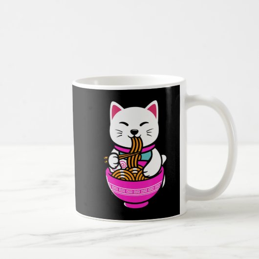 Ramen Cat Anime Neko Gift Kawaii Kaffeetasse (Rechts)